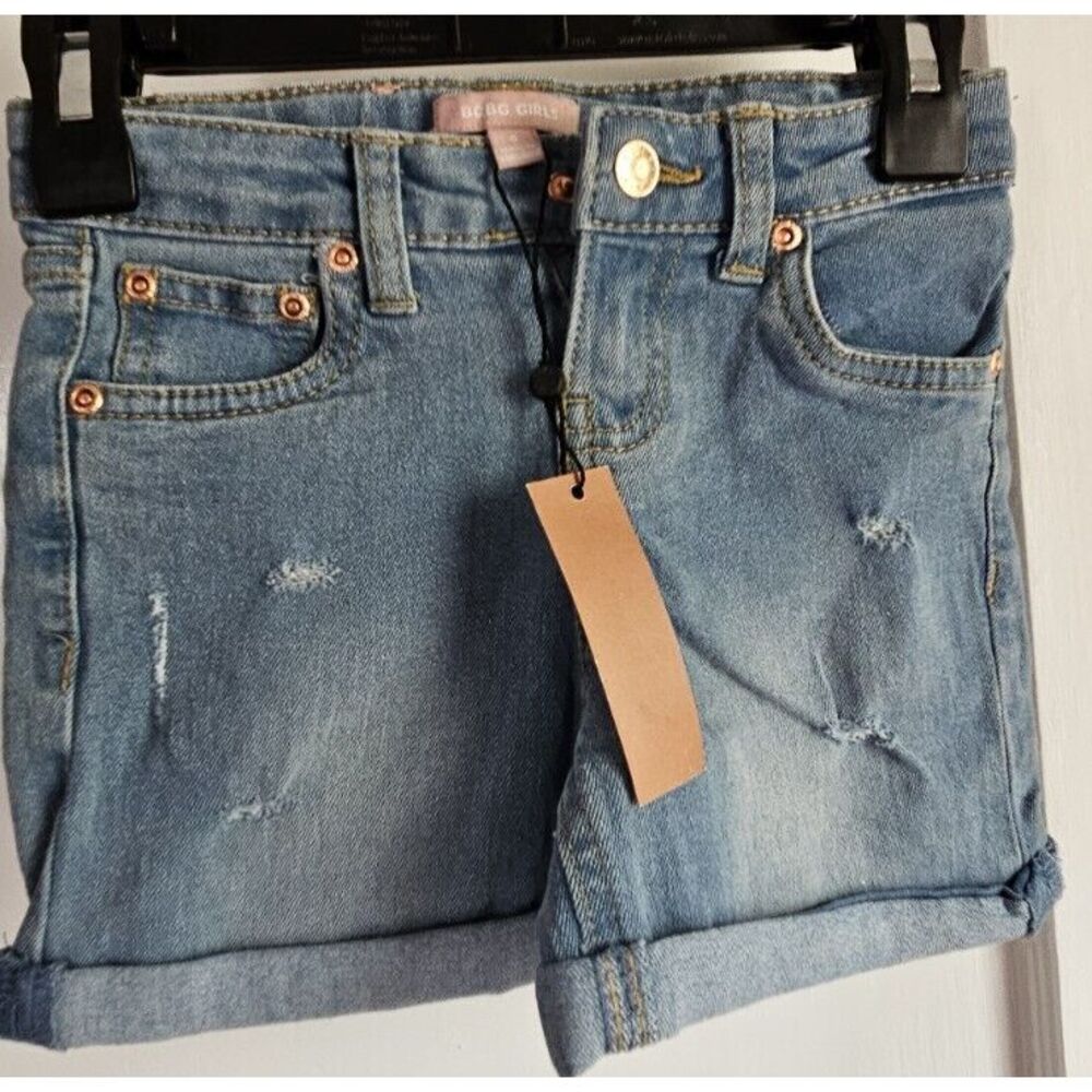 NWT BCBG GIRLS Denim distress roll cuff short jeans Sz6
